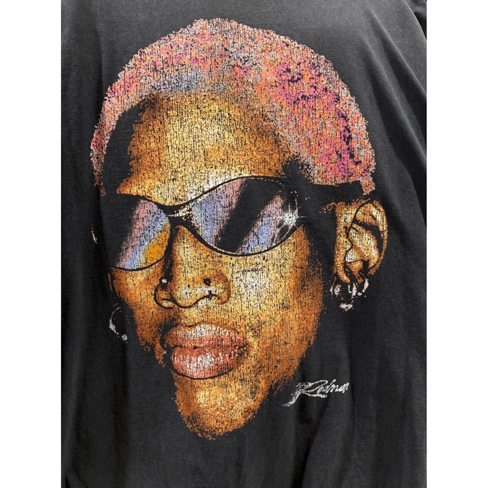 Rodman Apparel Dennis Rodman Graphic T-Shirt Mens XL Black Vintage‎ Style Cotton